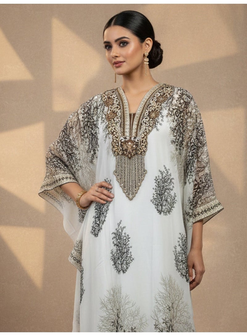 الايا كفتان شيفون مطرز يدويًا شيكن كاري - Image 3